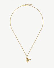 Curly Molten Initial Pendant Necklace - Initial F | 18k Gold Vermeil