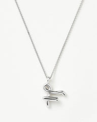 Curly Molten Initial Pendant Necklace - Initial F | Sterling Silver