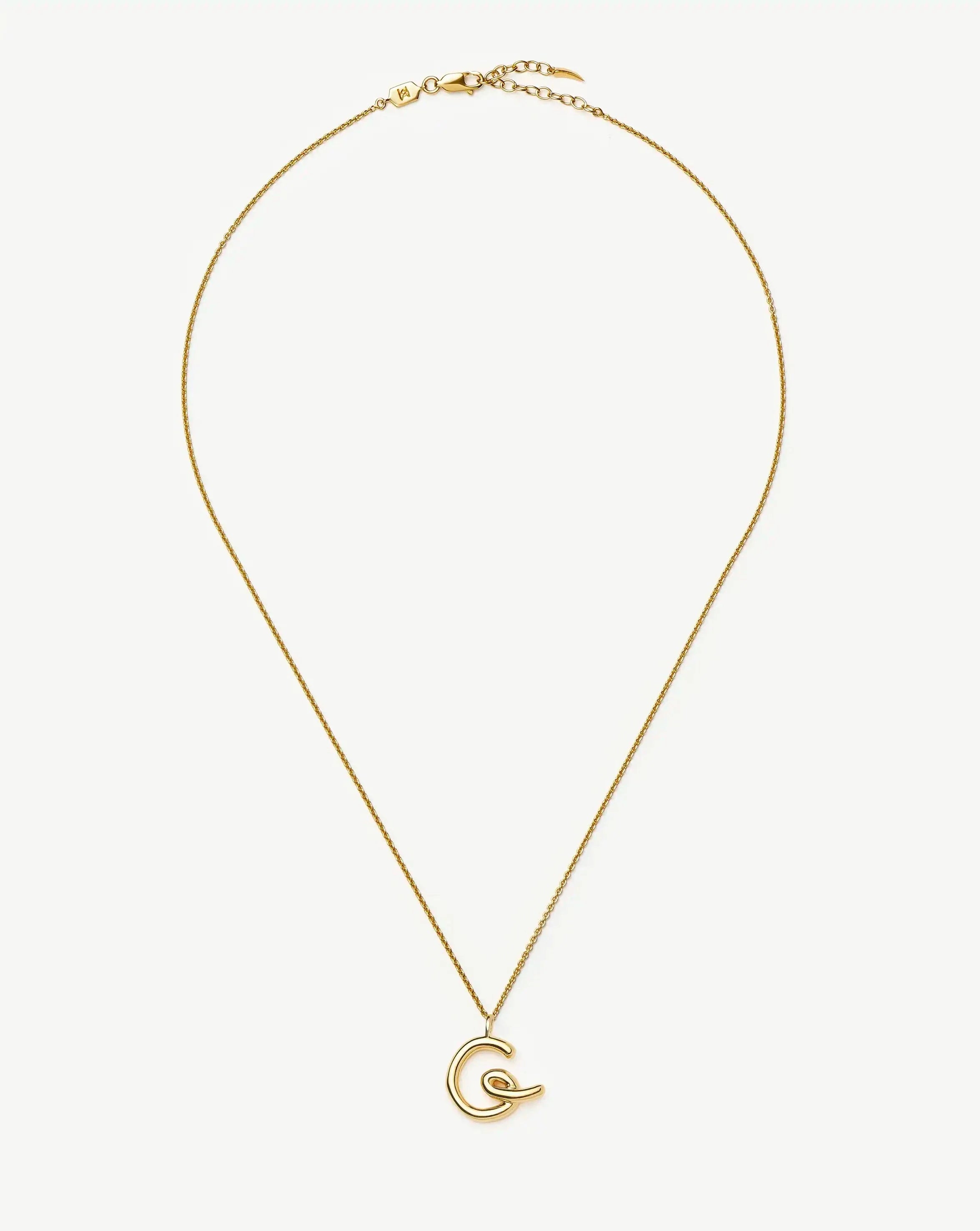 Curly Molten Initial Pendant Necklace - Initial G | 18k Gold Vermeil