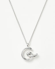 Curly Molten Initial Pendant Necklace - Initial G | Sterling Silver
