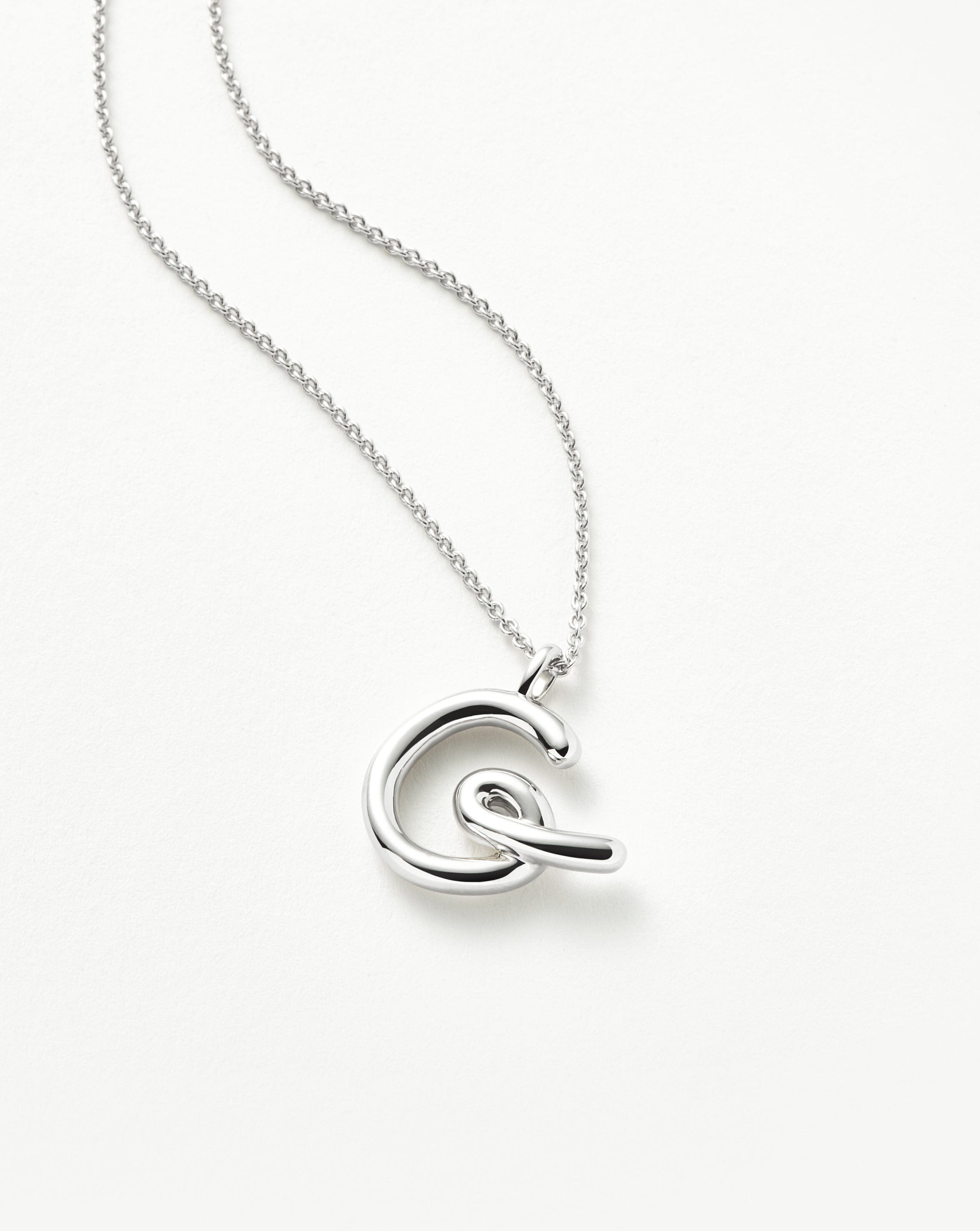 Curly Molten Initial Pendant Necklace - Initial G | Sterling Silver