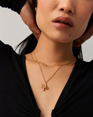 Curly Molten Initial Pendant Necklace - Initial H | 18k Gold Vermeil