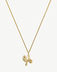 Curly Molten Initial Pendant Necklace - Initial H | 18k Gold Vermeil