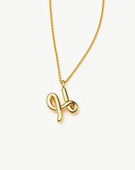 Curly Molten Initial Pendant Necklace - Initial H | 18k Gold Vermeil
