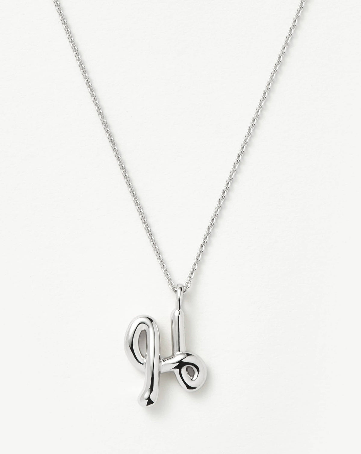 Curly Molten Initial Pendant Necklace - Initial H | Sterling Silver