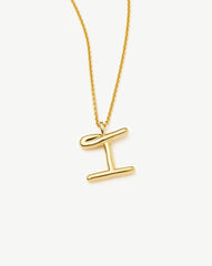 Curly Molten Initial Pendant Necklace - Initial I | 18k Gold Vermeil