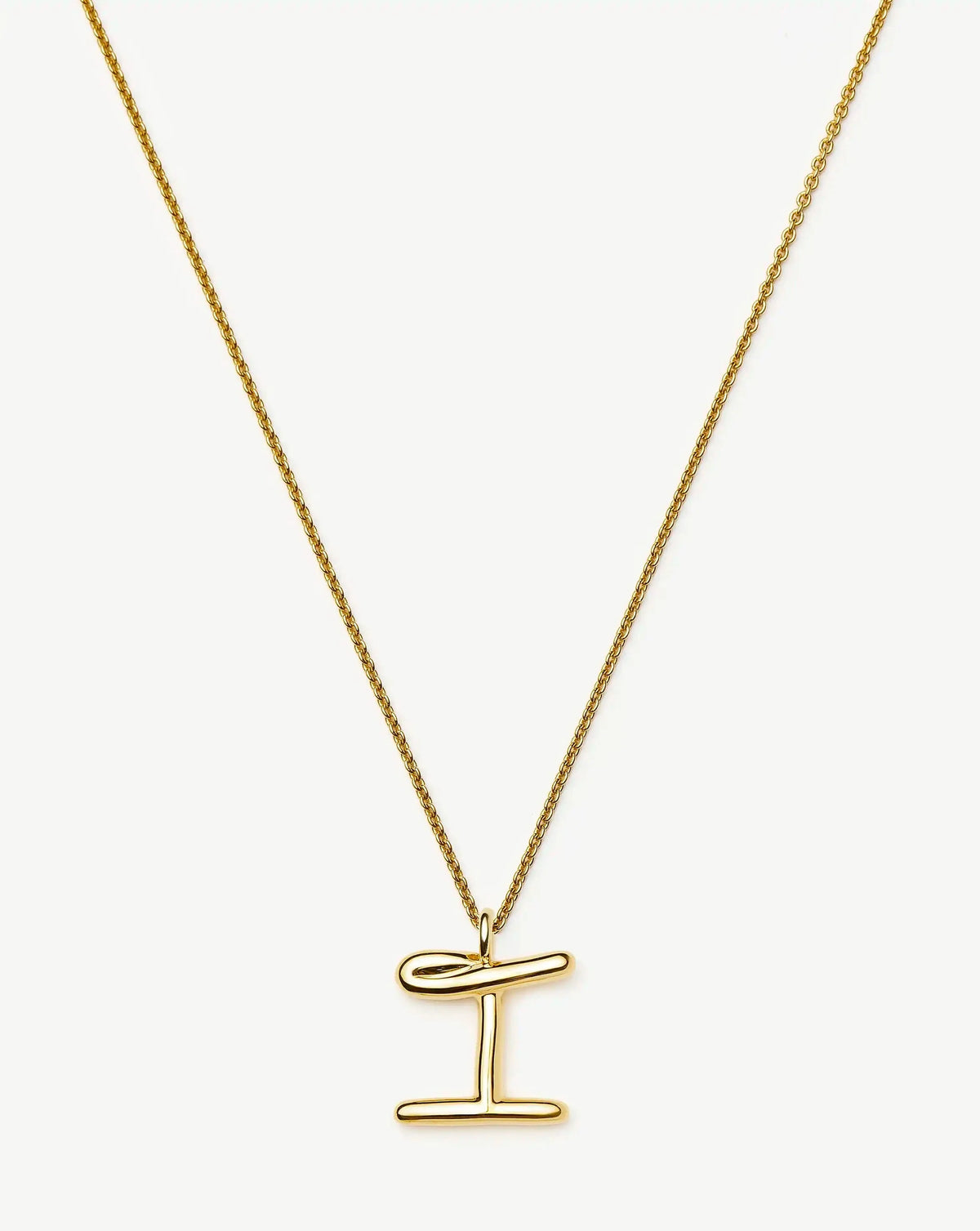 Curly Molten Initial Pendant Necklace - Initial I | 18k Gold Vermeil