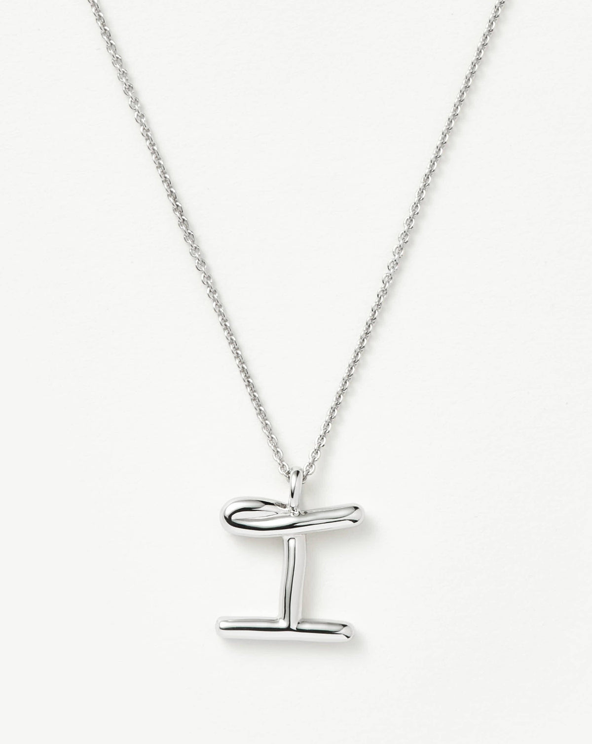 Curly Molten Initial Pendant Necklace - Initial I | Sterling Silver