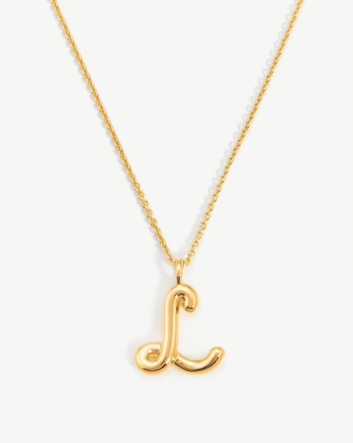 Curly Molten Initial Pendant Necklace - Initial L | 18k Gold Vermeil
