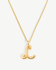 Curly Molten Initial Pendant Necklace - Initial L | 18k Gold Vermeil
