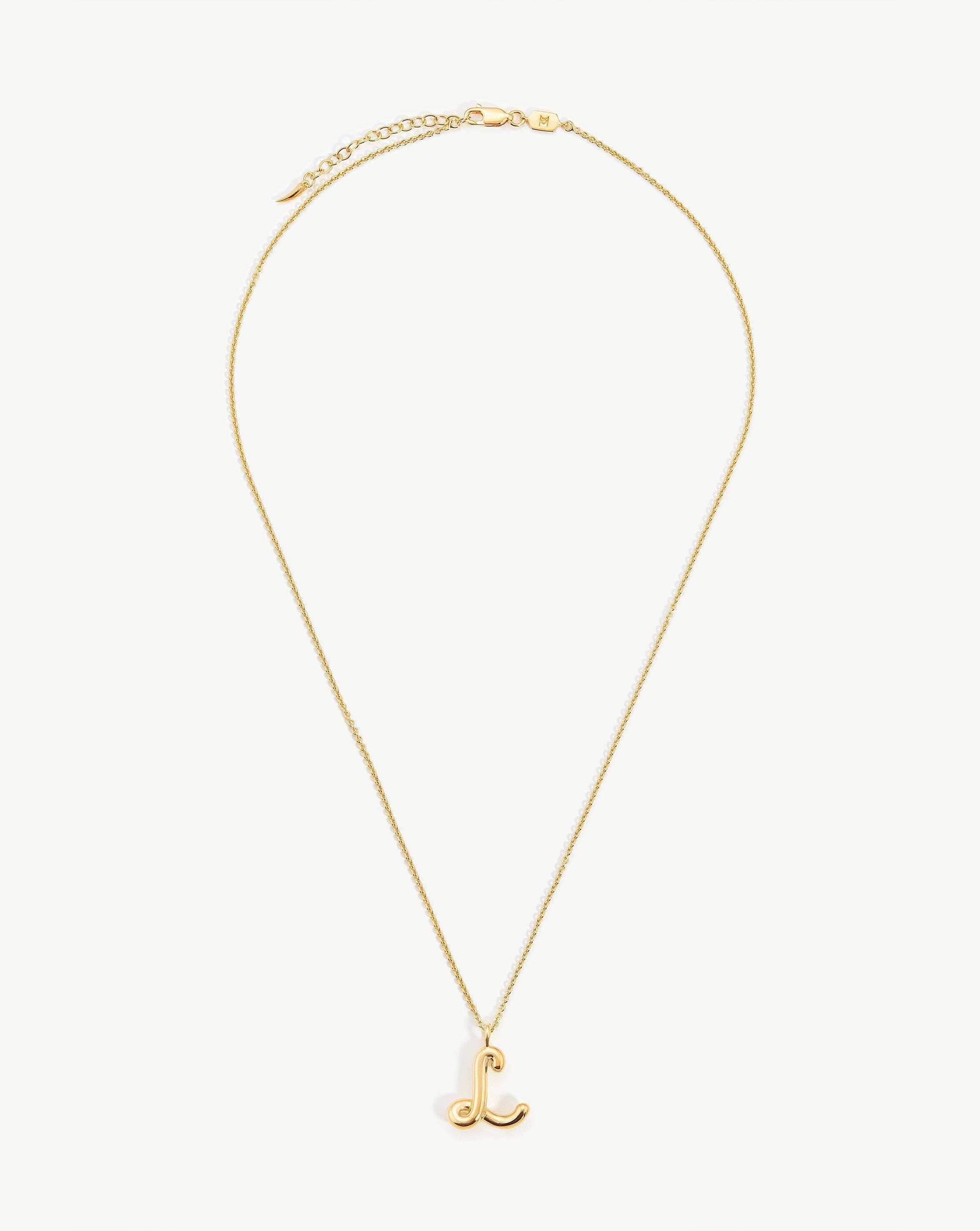 Curly Molten Initial Pendant Necklace - Initial L | 18k Gold Vermeil