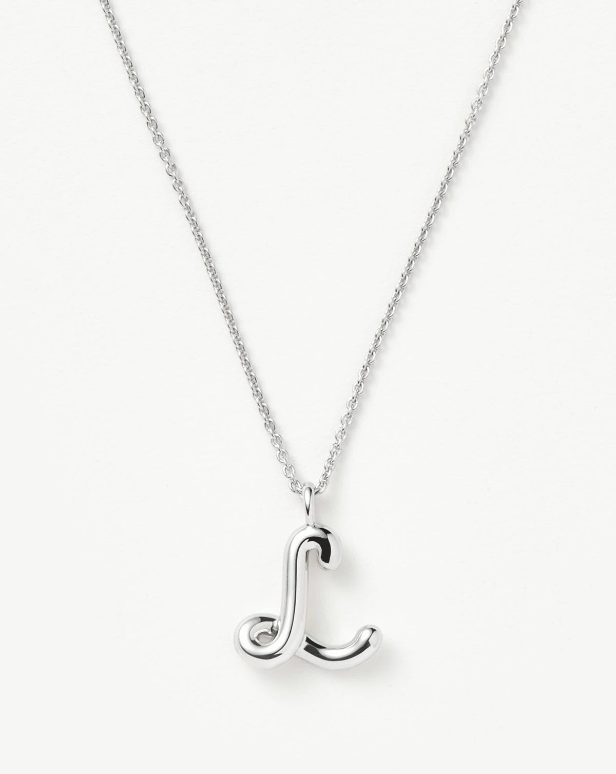 Curly Molten Initial Pendant Necklace - Initial L | Sterling Silver