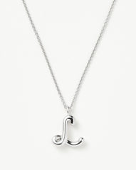 Curly Molten Initial Pendant Necklace - Initial L | Sterling Silver