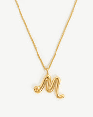 Curly Molten Initial Pendant Necklace - Initial M | 18k Gold Vermeil