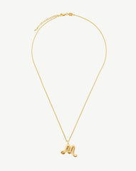 Curly Molten Initial Pendant Necklace - Initial M | 18k Gold Vermeil