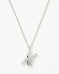 Curly Molten Initial Pendant Necklace - Initial N | Sterling Silver