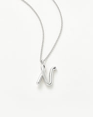 Curly Molten Initial Pendant Necklace - Initial N | Sterling Silver