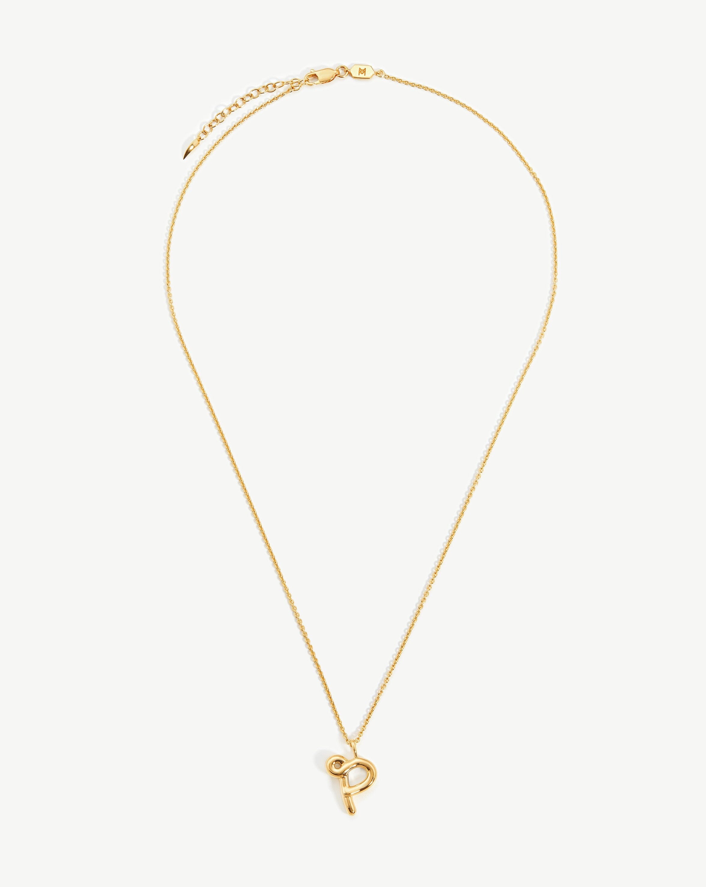 Curly Molten Initial Pendant Necklace - Initial P | 18k Gold Vermeil