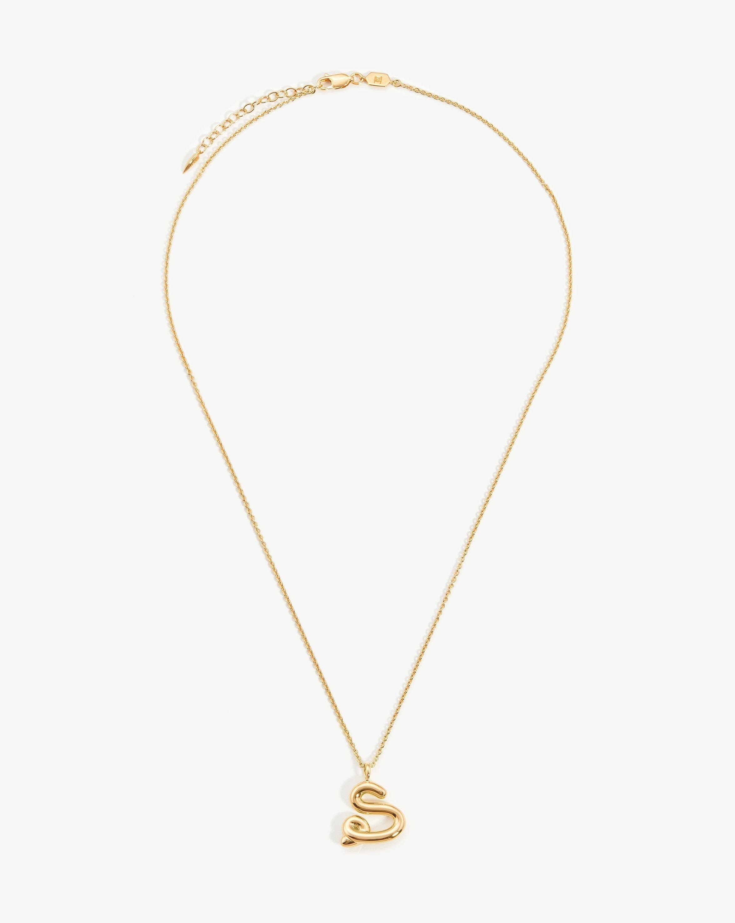 Curly Molten Initial Pendant Necklace - Initial S | 18k Gold Vermeil