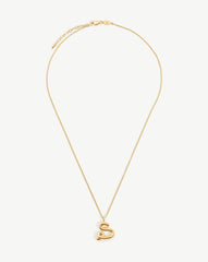 Curly Molten Initial Pendant Necklace - Initial S | 18k Gold Vermeil