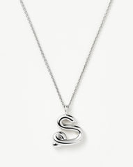 Curly Molten Initial Pendant Necklace - Initial S | Sterling Silver