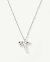 Curly Molten Initial Pendant Necklace - Initial T | Sterling Silver