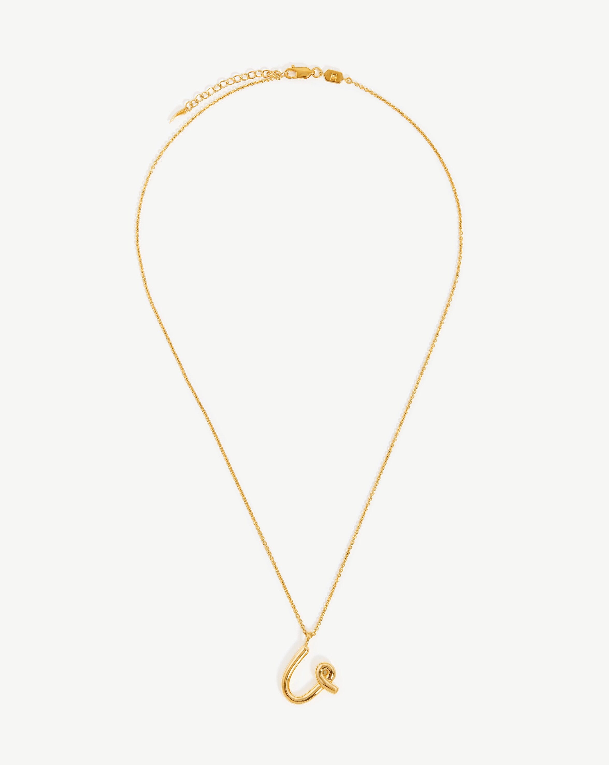 Curly Molten Initial Pendant Necklace - Initial U | 18k Gold Vermeil