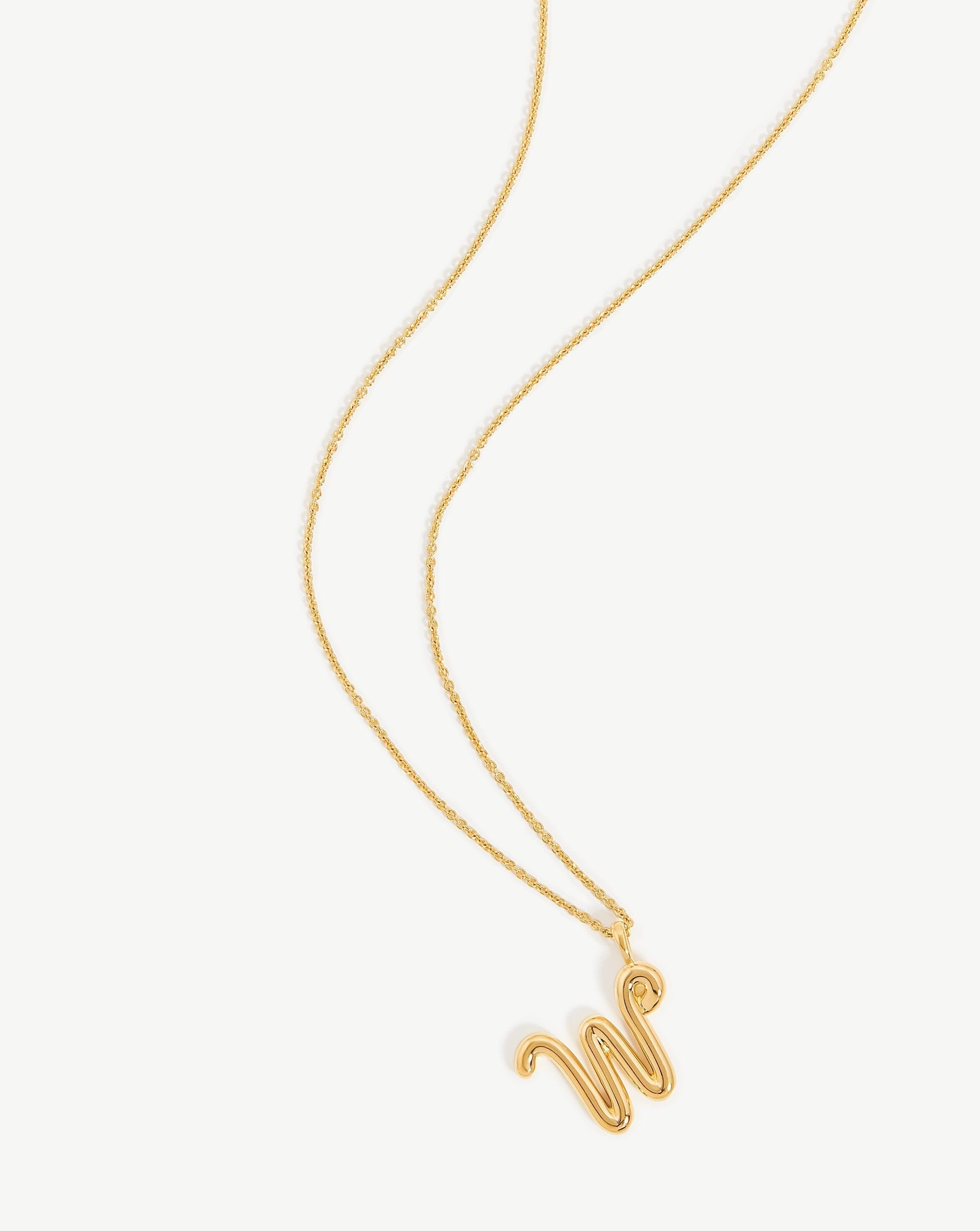 Curly Molten Initial Pendant Necklace - Initial W | 18k Gold Vermeil