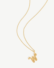 Curly Molten Initial Pendant Necklace - Initial W | 18k Gold Vermeil