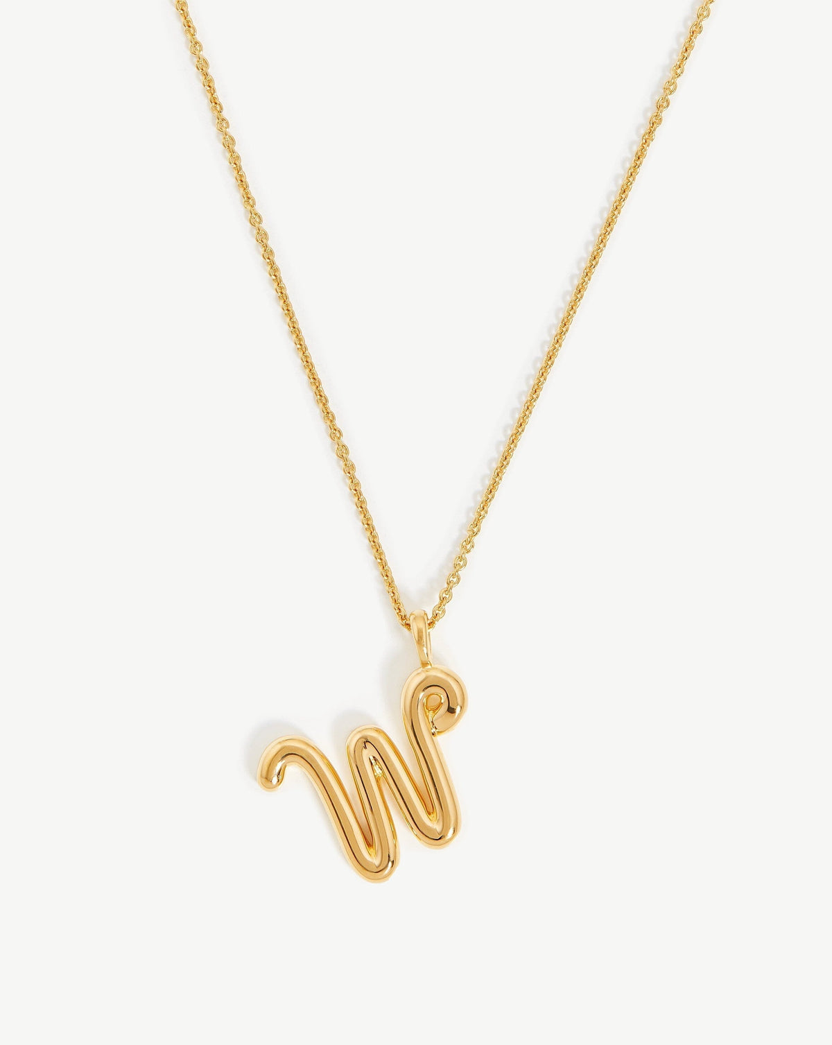 Curly Molten Initial Pendant Necklace - Initial W | 18k Gold Vermeil