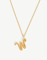 Curly Molten Initial Pendant Necklace - Initial W | 18k Gold Vermeil
