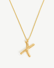 Curly Molten Initial Pendant Necklace - Initial X | 18k Gold Vermeil
