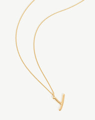 Curly Molten Initial Pendant Necklace - Initial Y | 18k Gold Vermeil