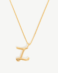 Curly Molten Initial Pendant Necklace - Initial Z | 18k Gold Vermeil