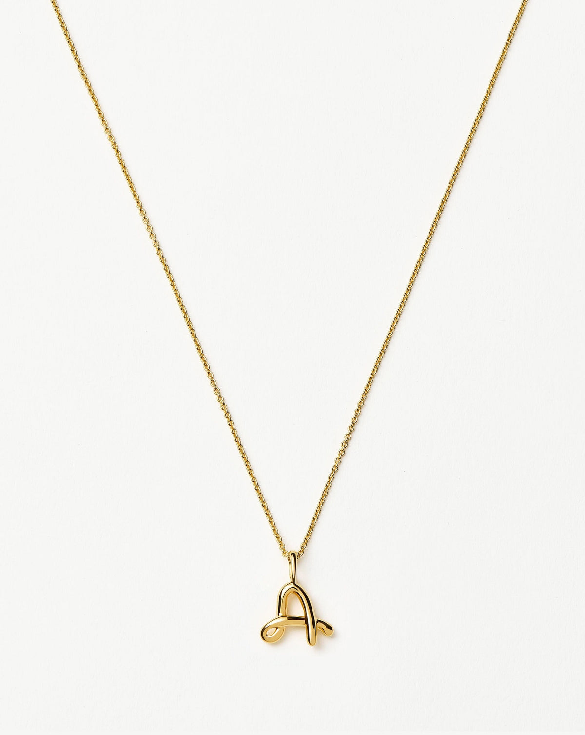 Curly Molten Mini Initial Necklace - A | 18k Gold Vermeil
