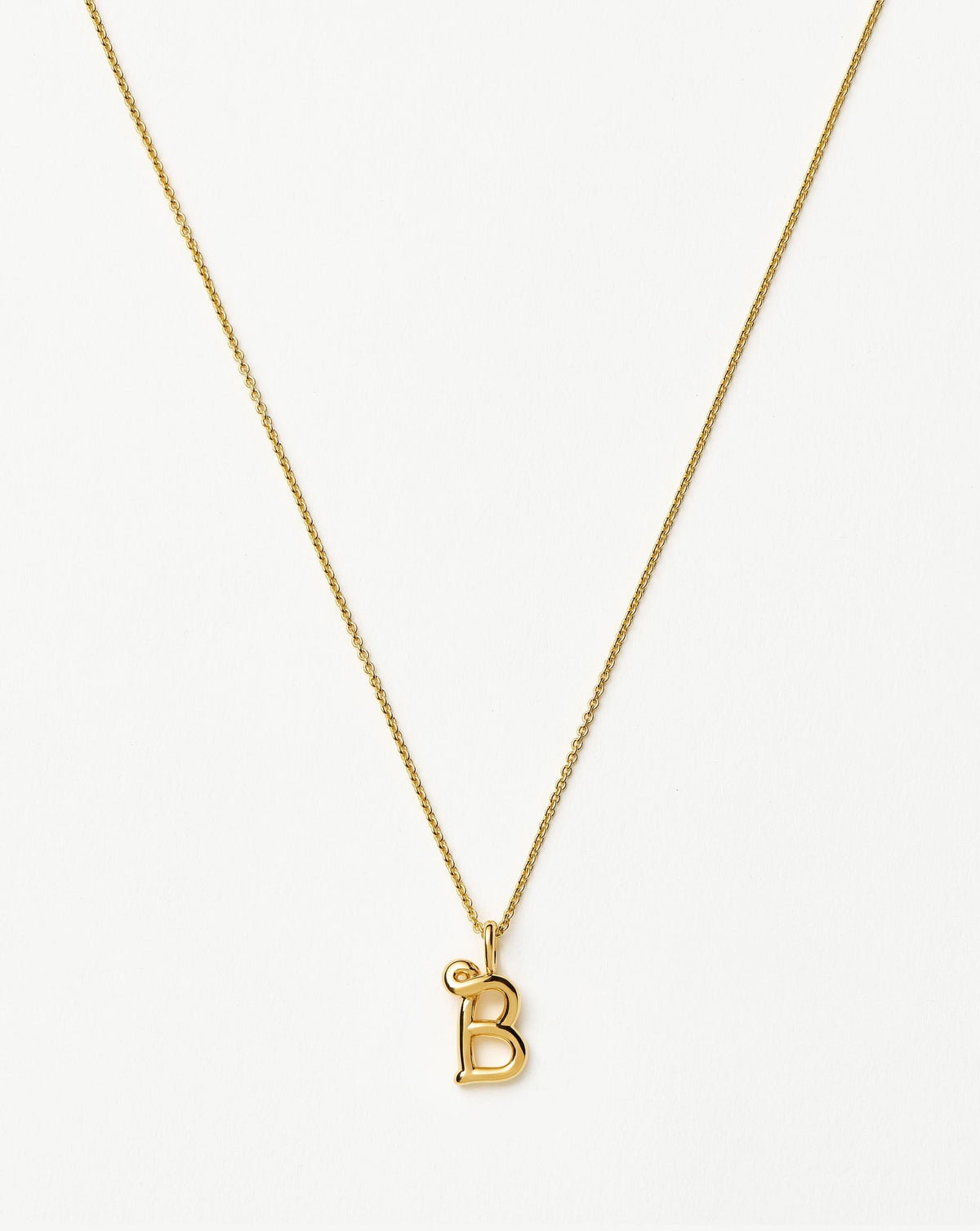 Curly Molten Mini Initial Necklace - B | 18k Gold Vermeil
