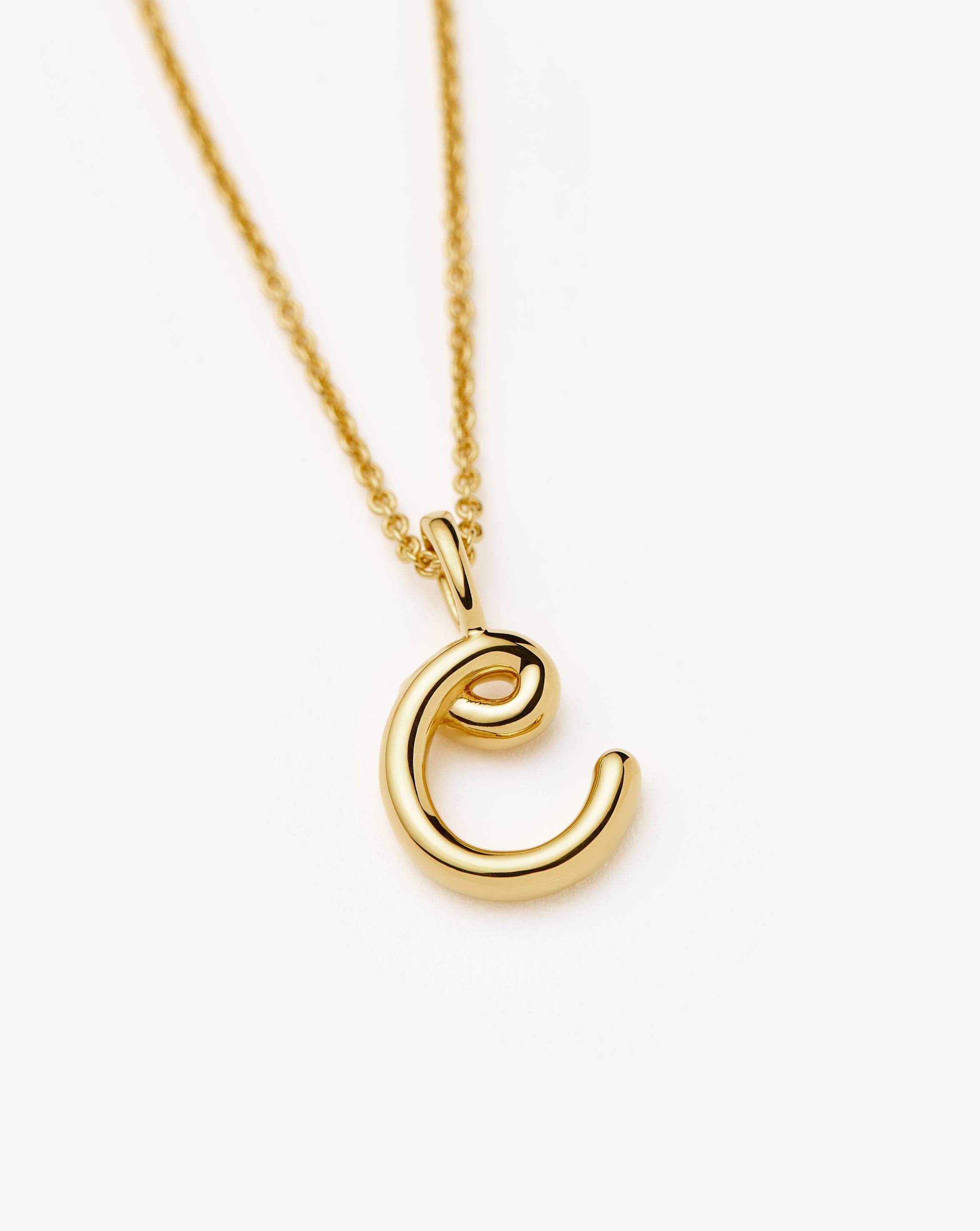 Curly Molten Mini Initial Necklace - C |18k Gold Vermeil