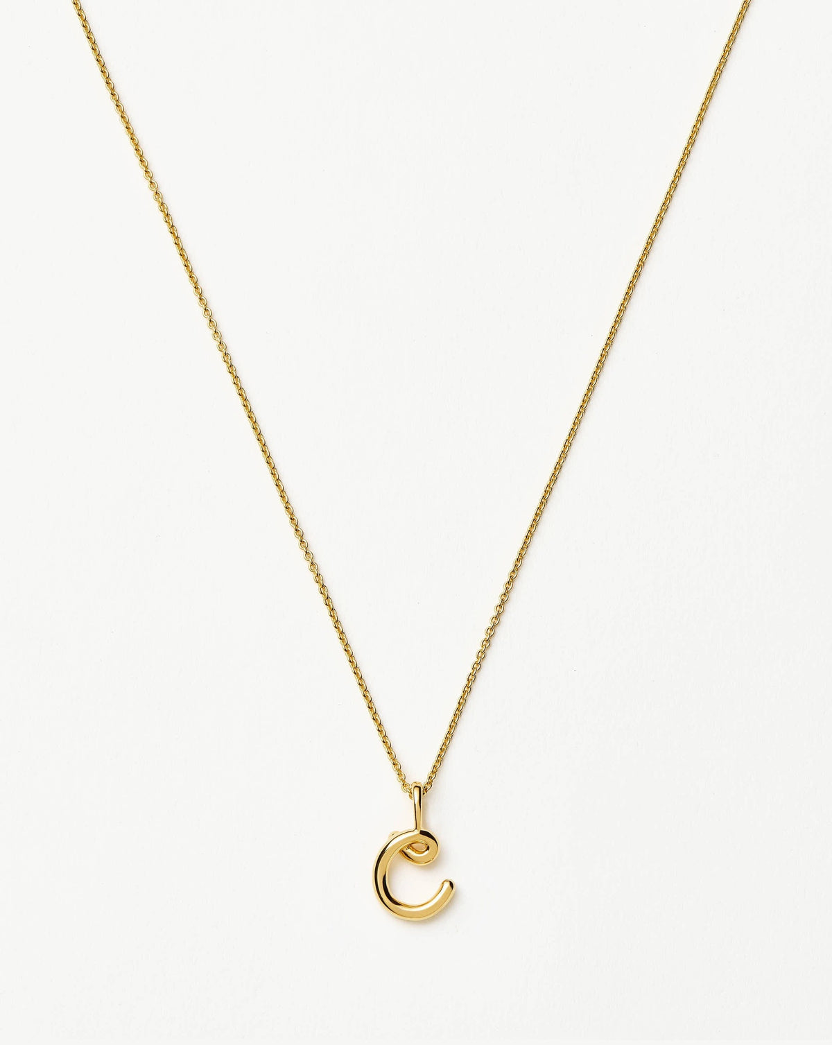 Curly Molten Mini Initial Necklace - C |18k Gold Vermeil