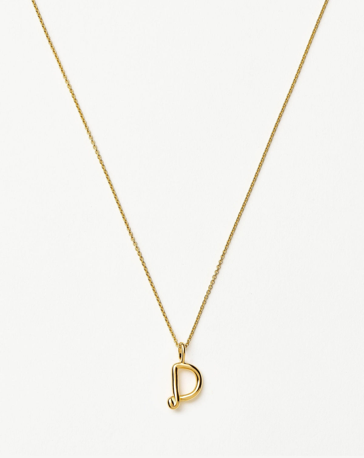 Curly Molten Mini Initial Necklace - D  |18k Gold Vermeil