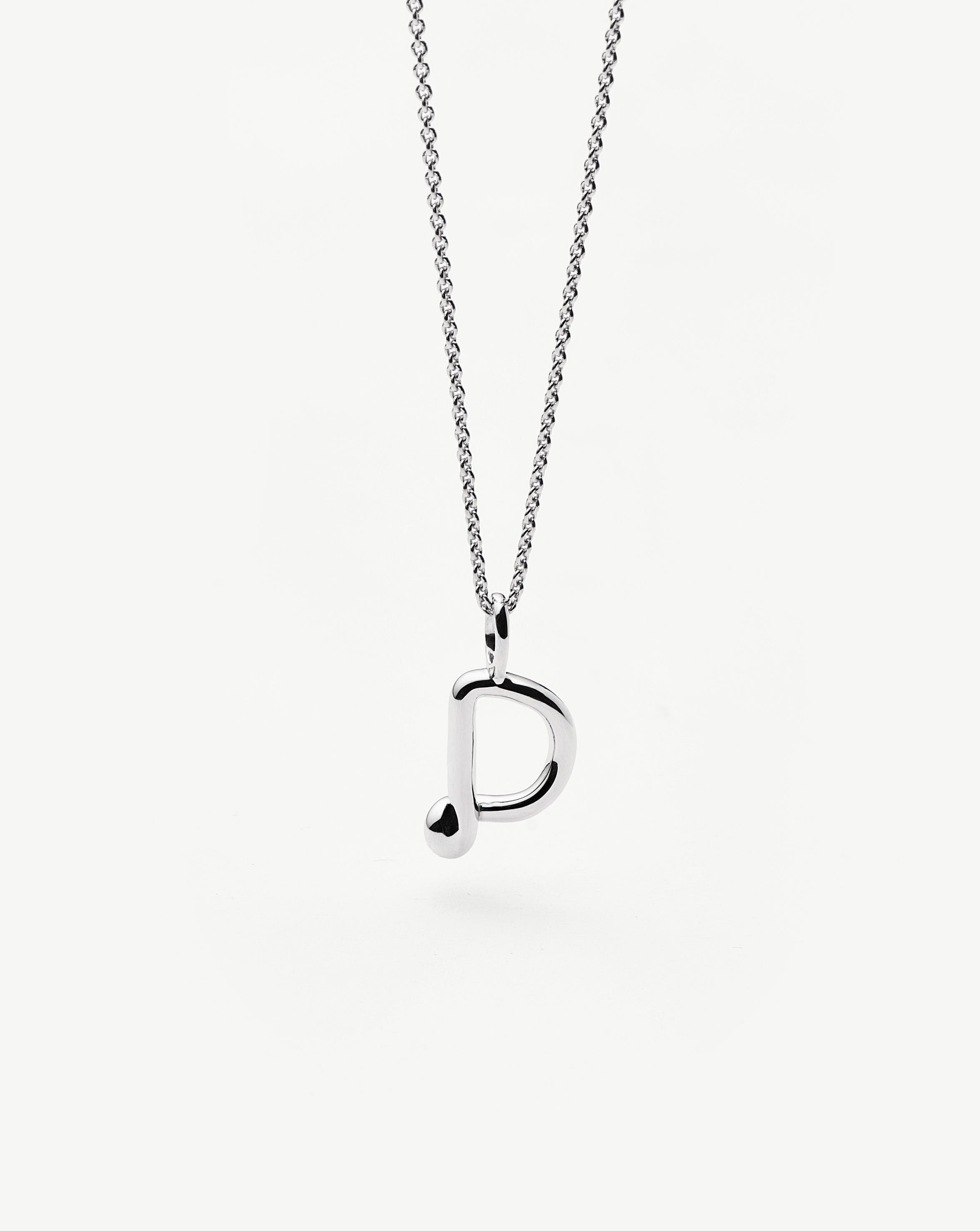 Curly Molten Mini Initial Necklace - D | Sterling Silver