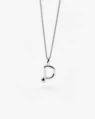 Curly Molten Mini Initial Necklace - D | Sterling Silver