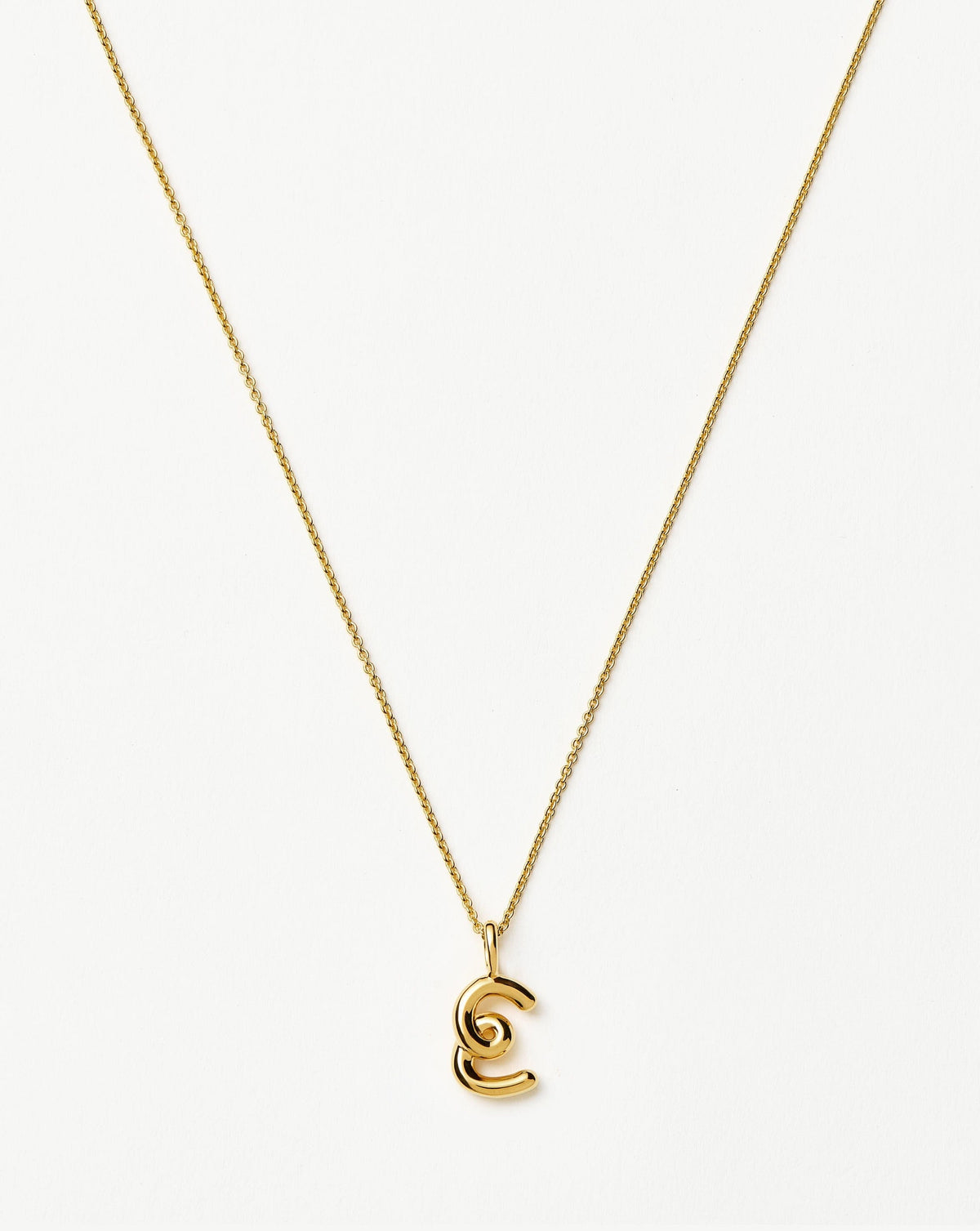 Curly Molten Mini Initial Necklace - E | 18k Gold Vermeil