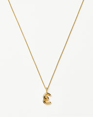 Curly Molten Mini Initial Necklace - E | 18k Gold Vermeil