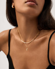 Curly Molten Mini Initial Necklace - E | 18k Gold Vermeil