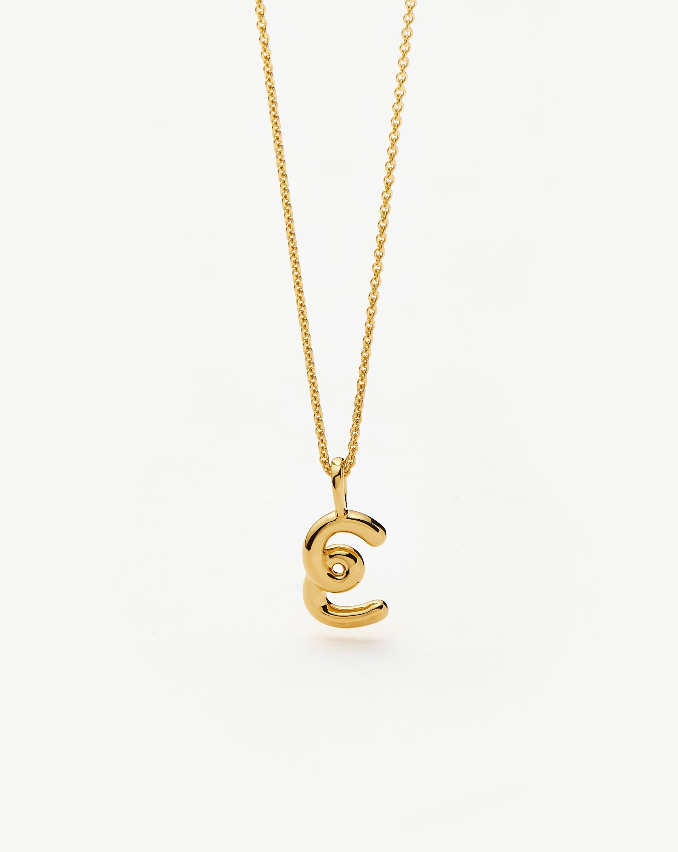 Curly Molten Mini Initial Necklace - E | 18k Gold Vermeil