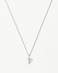 Curly Molten Mini Initial Necklace - F |Sterling Silver