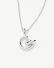 Curly Molten Mini Initial Necklace - G  | Sterling Silver