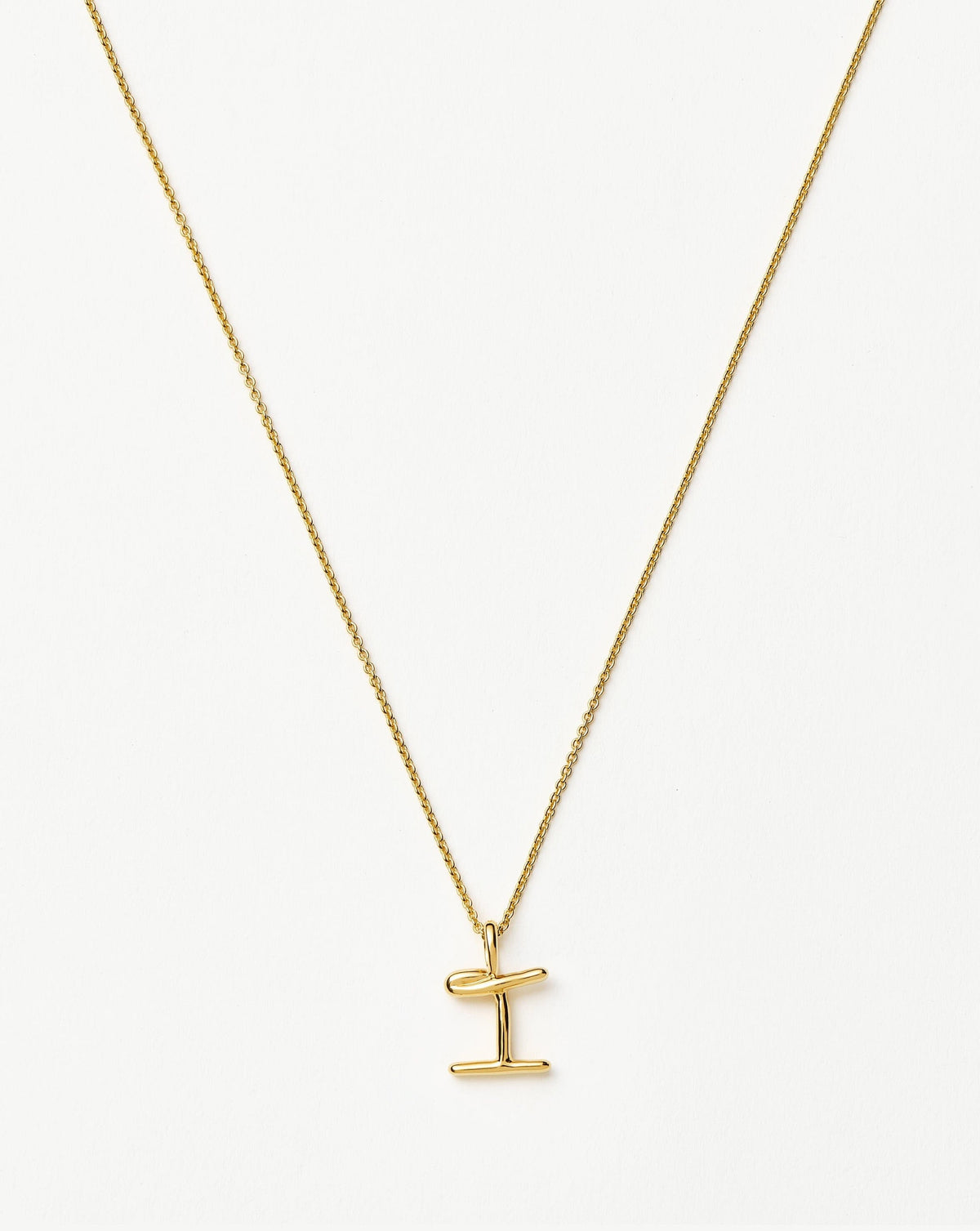 Curly Molten Mini Initial Necklace - I | 18k Gold Vermeil