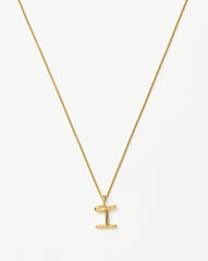 Curly Molten Mini Initial Necklace - I | 18k Gold Vermeil