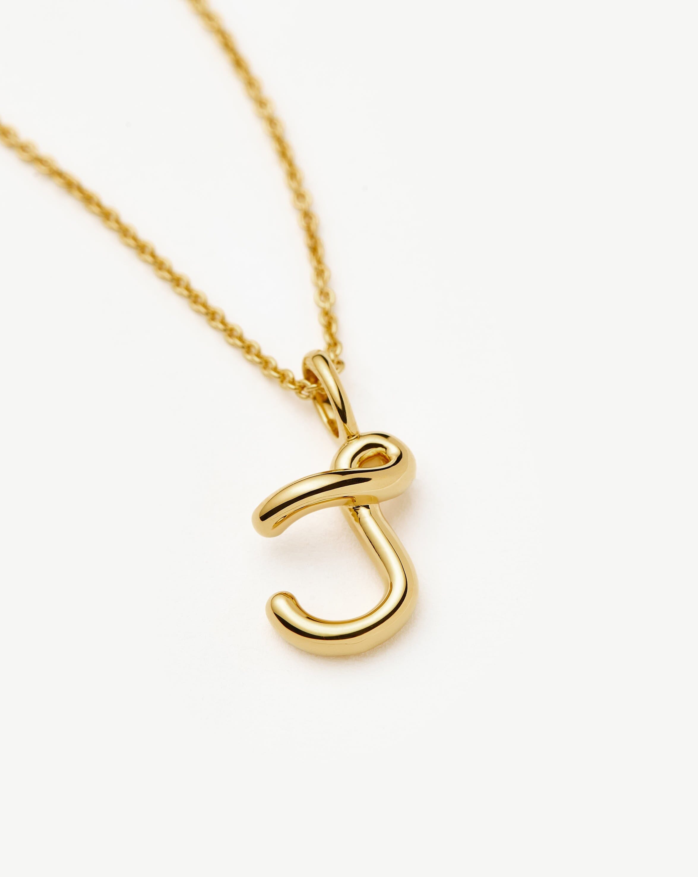 Curly Molten Mini Initial Necklace - J | 18k Gold Vermeil